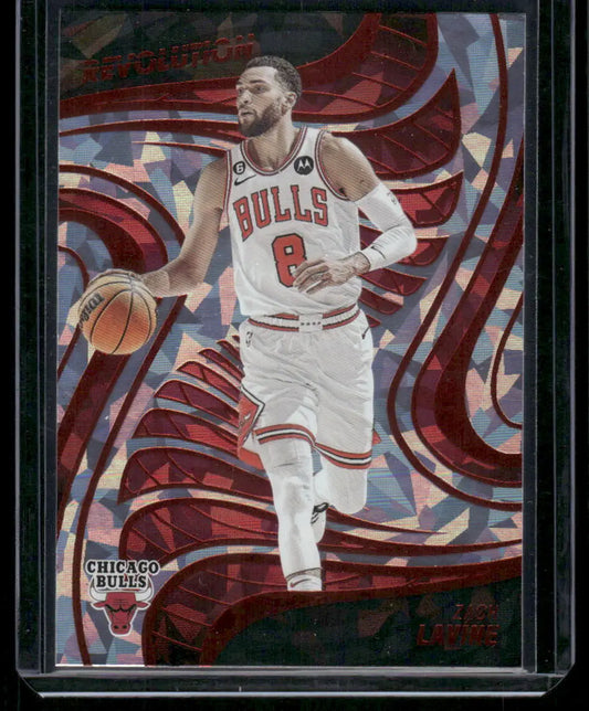 Basketball trading card of Zach LaVine in Chicago Bulls uniform from 2022-23 Panini Revolution