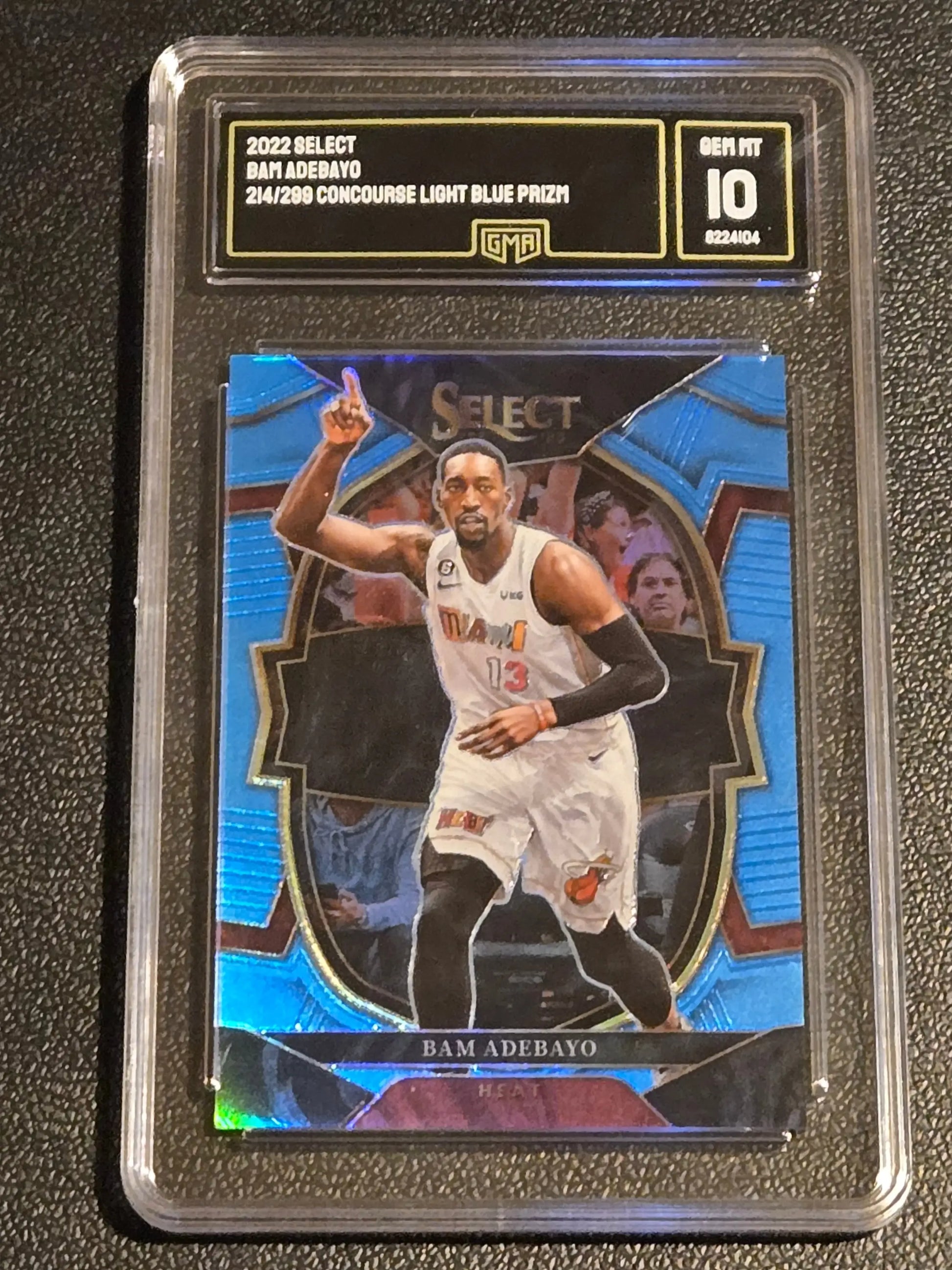 2022-23 Panini Select #57 Bam Adebayo Light Blue Prizms GMA 10 #/299
