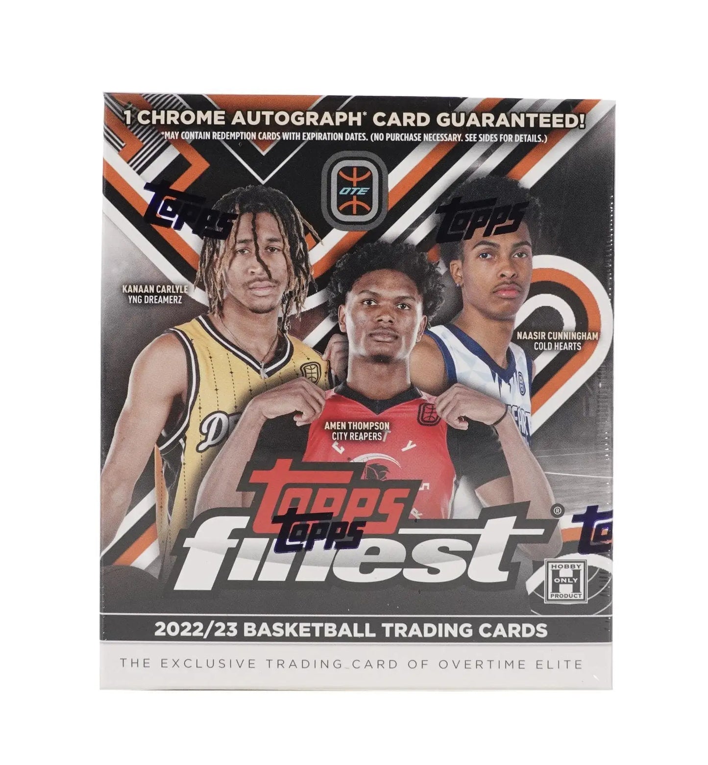 2022-23 Topps Finest Overtime Elite basketball trading card box with red mini-diamond refractor