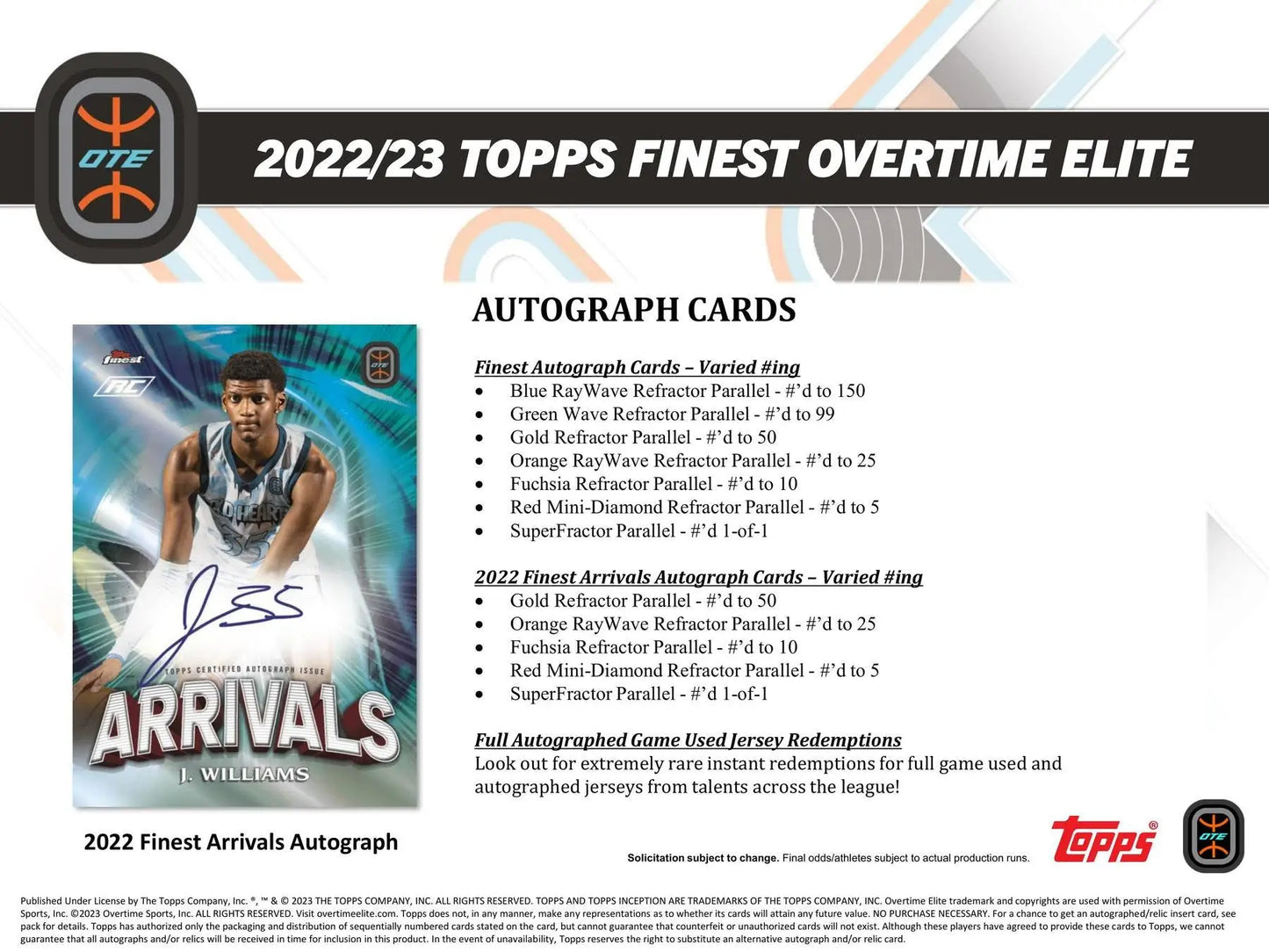 2022/23 Topps Finest Overtime Elite autograph card with red mini-diamond refractor detail