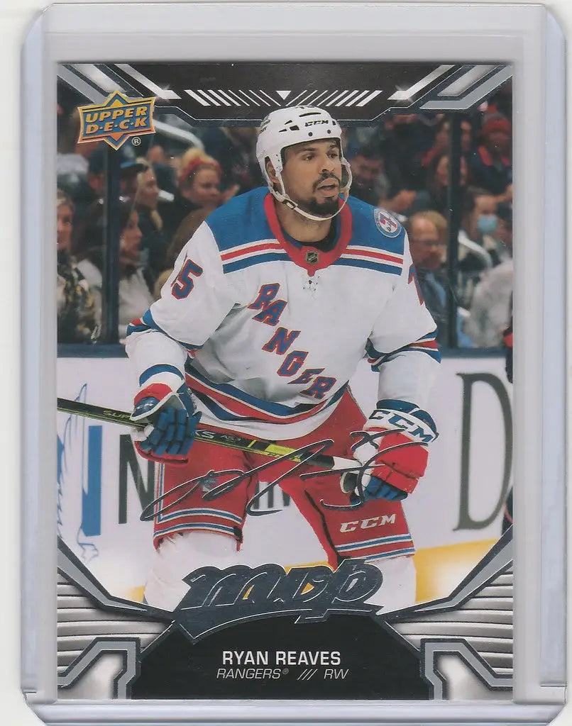 Hockey trading card of Ryan Reaves from Upper Deck MVP Silver Script New York Rangers