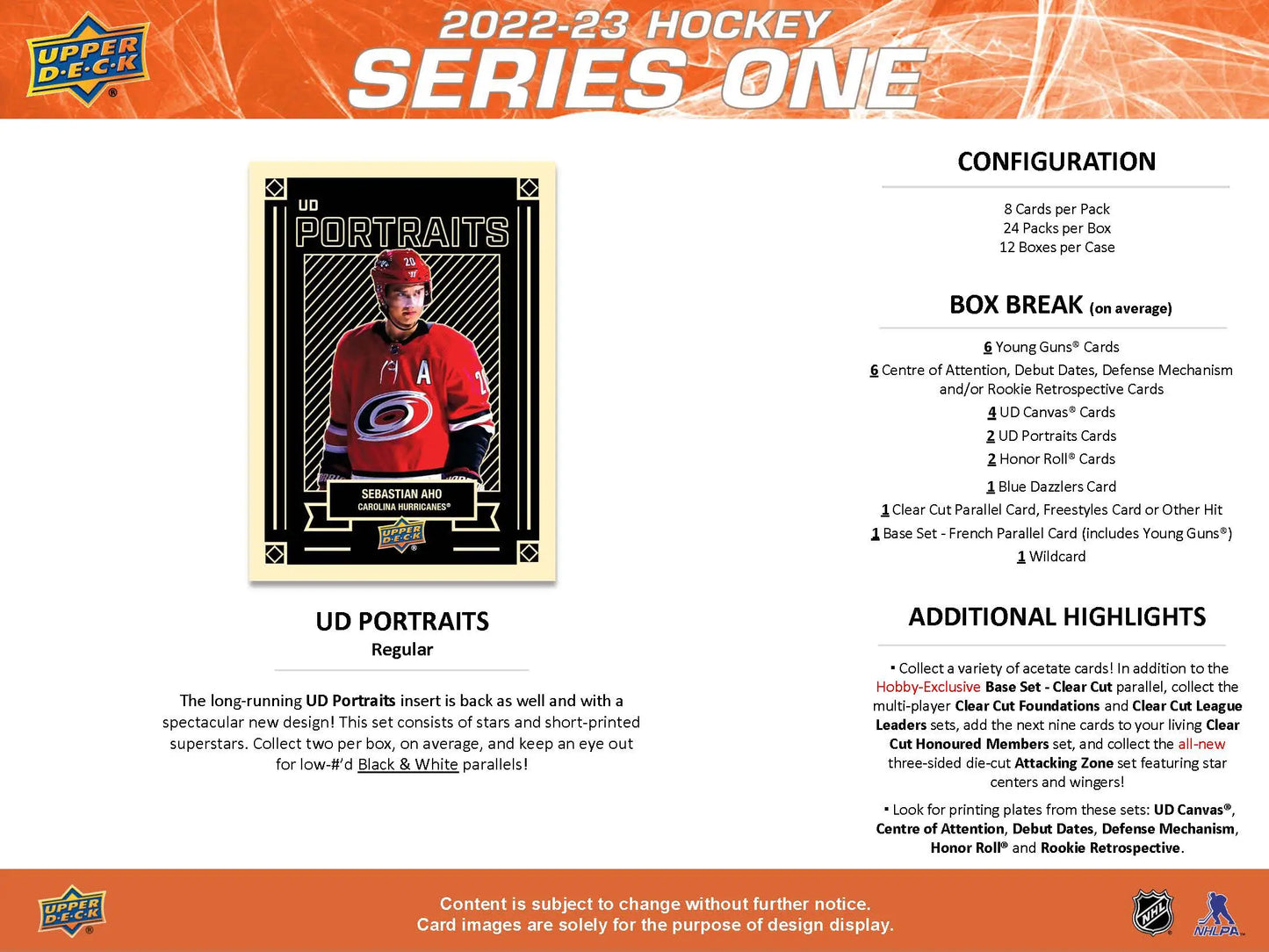 Hockey card advertisement featuring Upper Deck Series 1 Young Guns from 2022-23 Hobby Box
