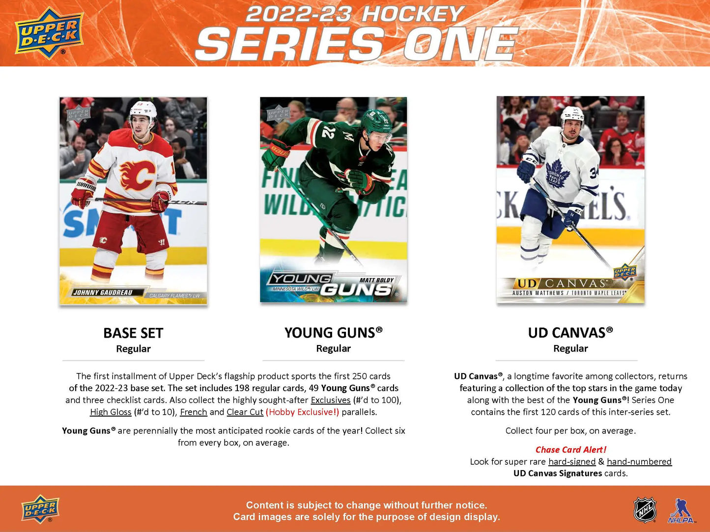 Hockey card product advertisement for 2022-23 Upper Deck Series 1 Young Guns hobby box