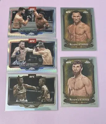 UFC trading card lot featuring rookies, vets, Prizm, Refrac, and Base cards