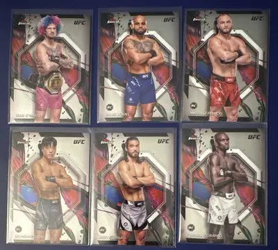 Six UFC trading cards from the 2022-24 UFC 102 Card Lot featuring rookies and vets