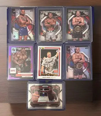 Mixed martial arts trading card lot featuring UFC fighters including rookies and vets