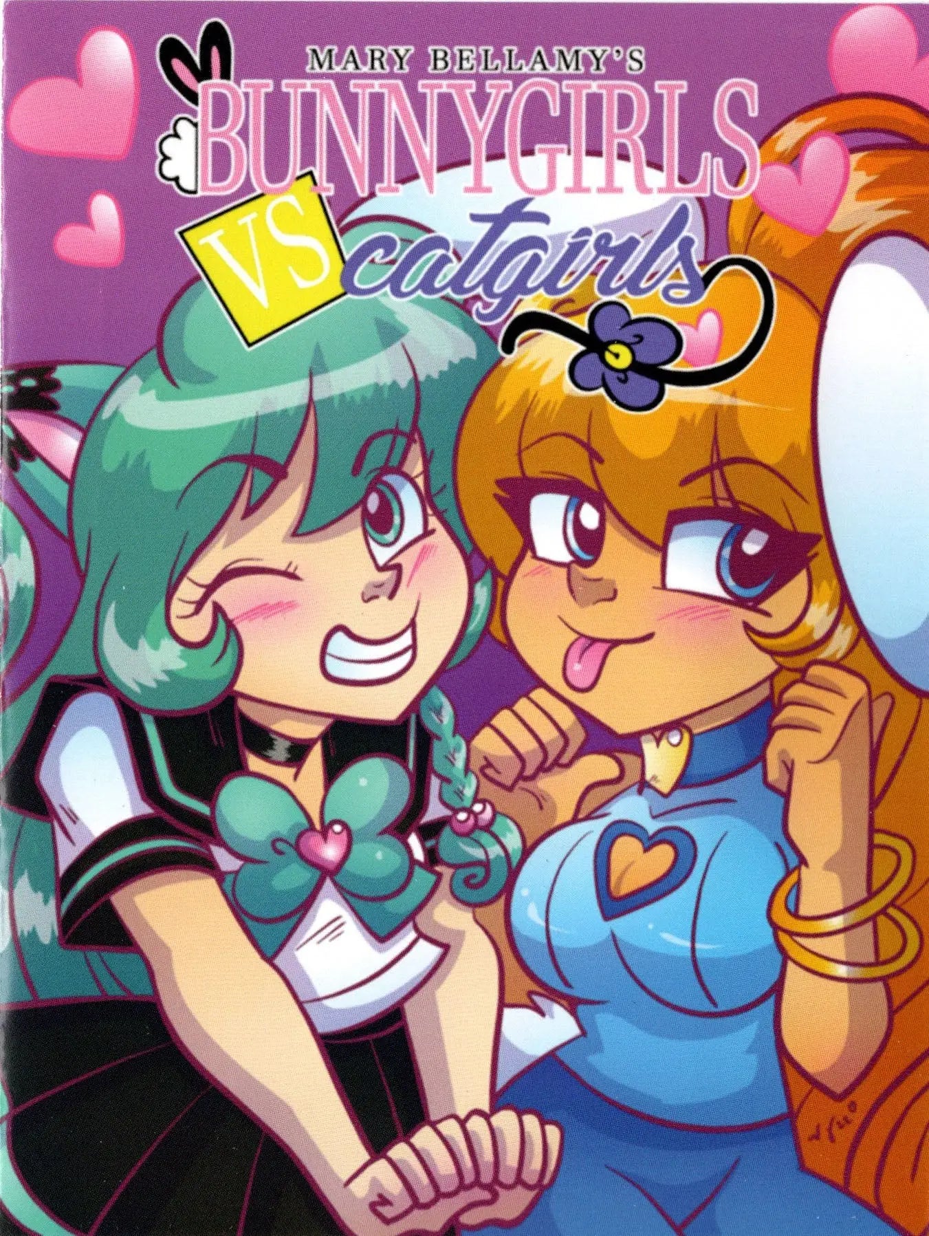 Comic book cover of 2022 Bunnygirls vs Catgirls Sketch Card Pack featuring anime characters