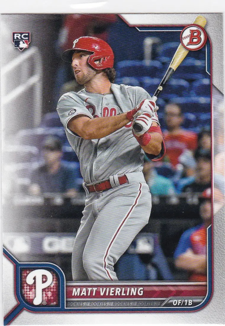 Collectible Matt Vierling RC baseball card of Philadelphia Phillies player in batting stance