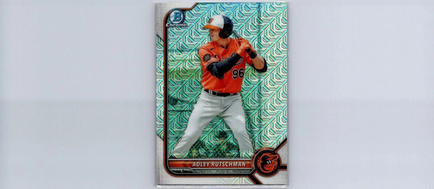 2022 Bowman Adley Rutschman Chrome Prospects Mojo Refractors baseball trading card