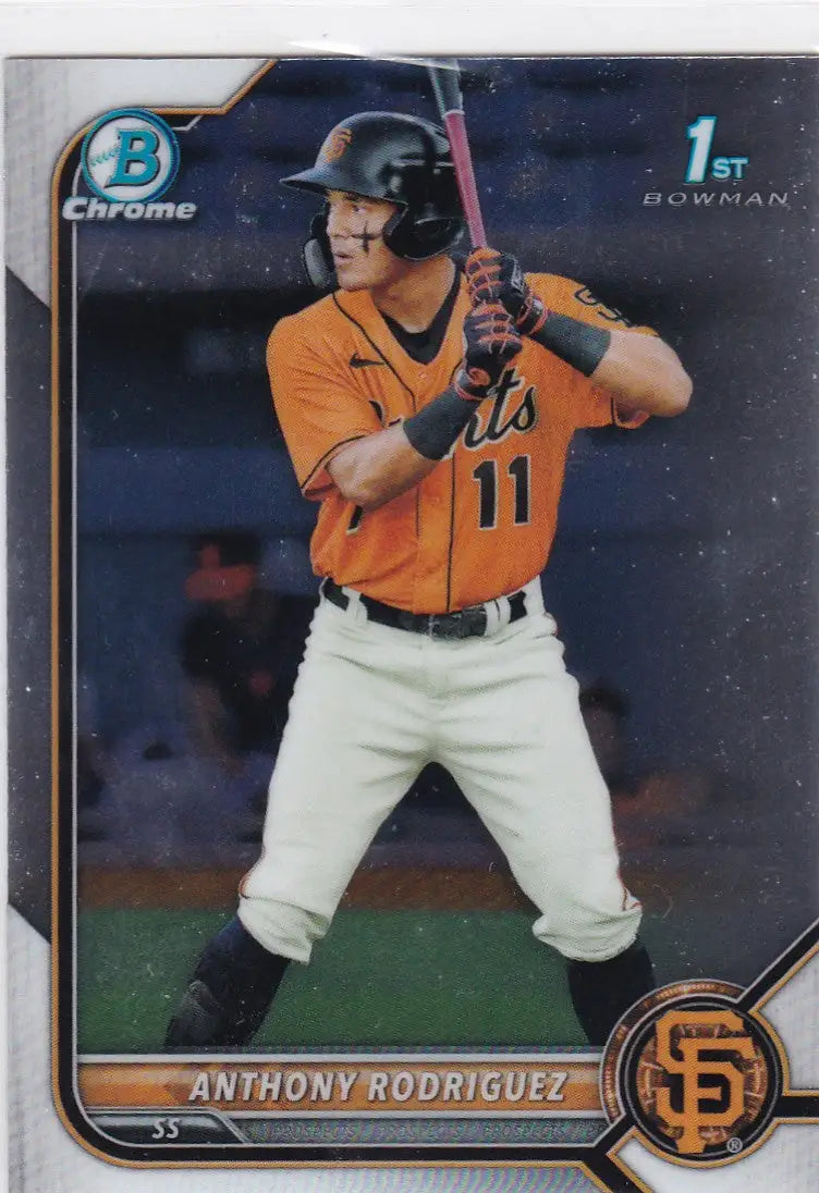 Baseball trading card of Anthony Rodriguez 1st Bowman San Francisco Giants player