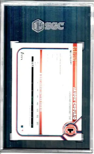 Graded Jackson Chourio baseball card from Bowman Chrome Mega Box Mojo Refractor Blue