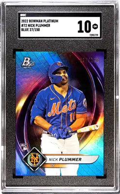 Graded 2022 Bowman Platinum Nick Plummer Blue Baseball Card SGC 10