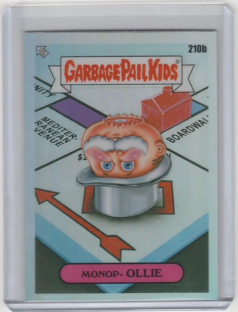 Cartoon Monopoly game piece styled as a Garbage Pail Kid in Chrome GPK Series 5