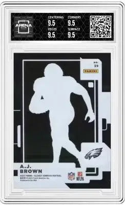 Graded A.J. Brown Donruss AJ Brown Arena Club football card from 2022 Clearly Donruss
