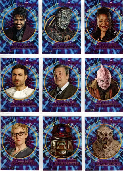 Doctor Who trading cards from 2022 insert card set Allies & Adversaries UK edition