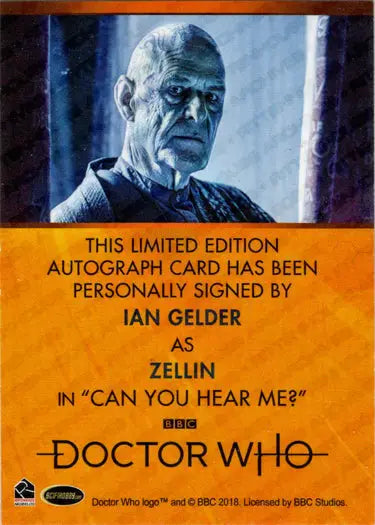 Ian Gelder Bordered Autograph Card from 2022 Doctor Who Series 11 & 12
