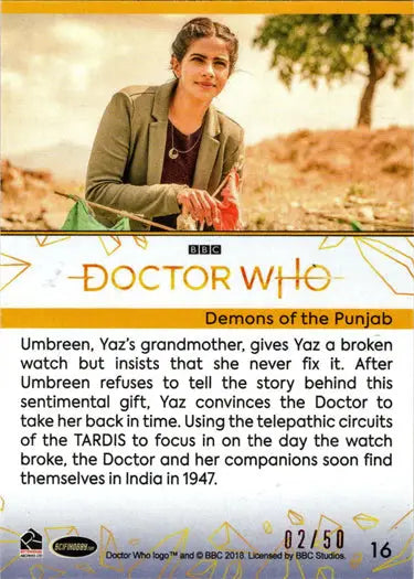 2022 Doctor Who Red Parallel Card featuring Demons Of The Punjab /50 collectible item