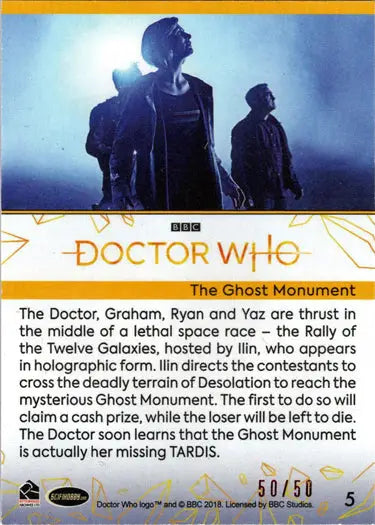 Doctor Who trading card featuring The Ghost Monument red parallel card from Series 11 & 12