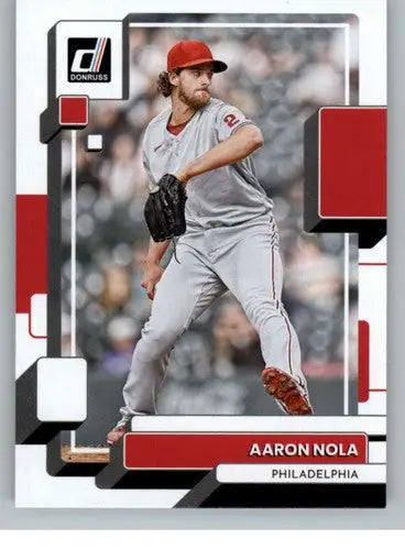 2022 Donruss Aaron Nola baseball card featuring original gloss and Phillies team
