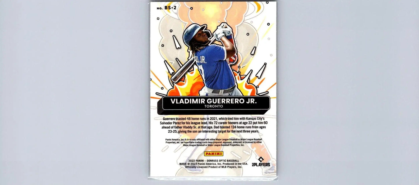 2022 Donruss Optic #BS-2 Vladimir Guerrero Jr. Bomb Squad baseball card display