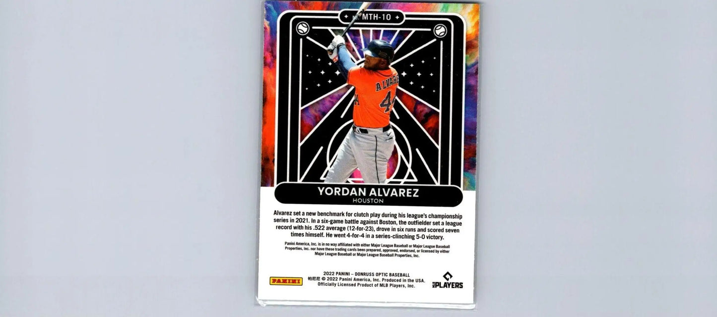 Yordan Alvarez baseball card from 2022 Donruss Optic Mythical collection