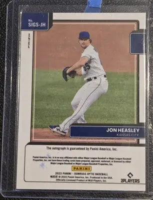 Jon Heasley autographed baseball card from 2022 Donruss Optic Heasley Signature Series