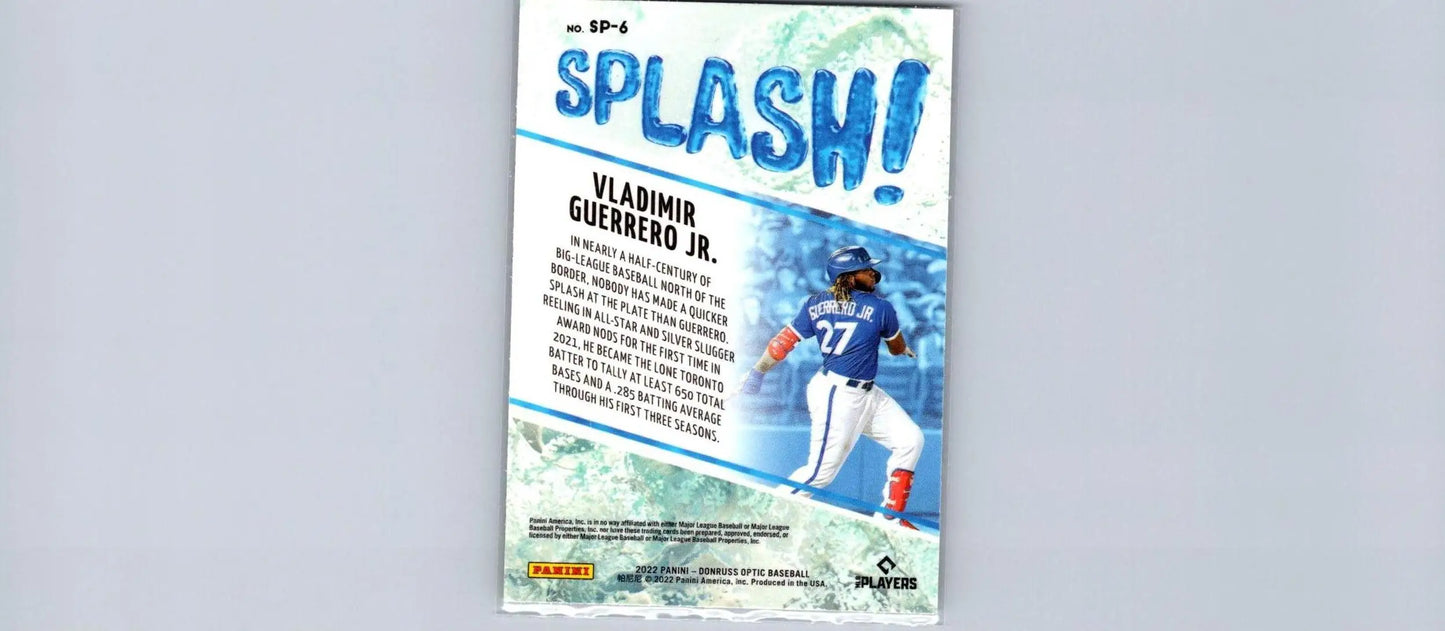 Vladimir Guerrero Jr. baseball card from 2022 Donruss Optic trading cards collection