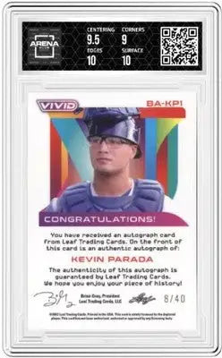 Graded Leaf Vivid Kevin Parada autograph card 2022 Vivid Kevin Parada baseball talent