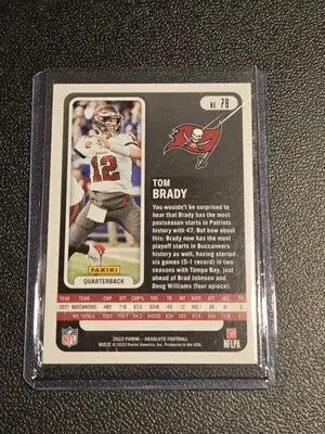 Tom Brady football card from Panini Absolute 2022 Tampa Bay Buccaneers collectible