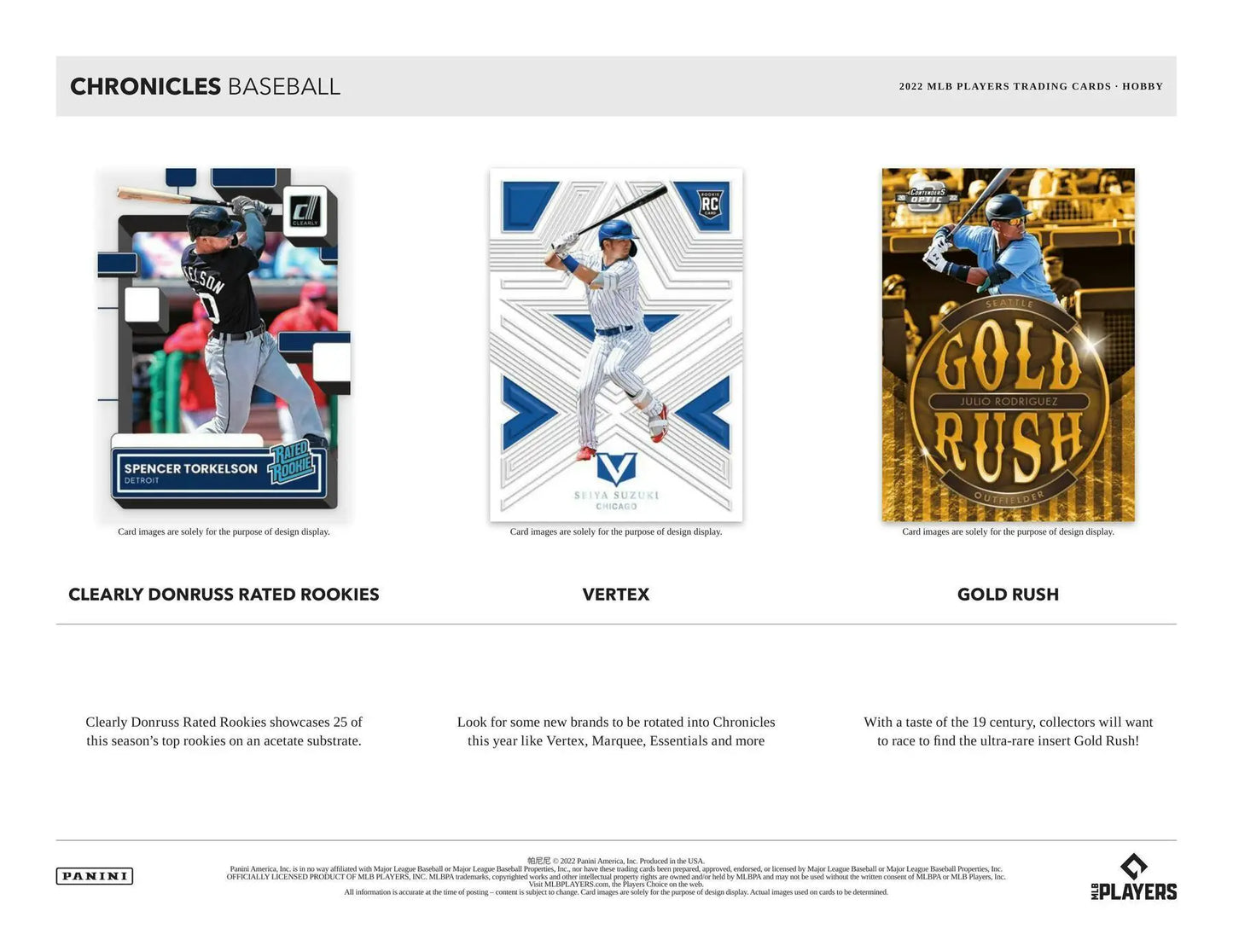 Baseball card product advertisement for 2022 Panini Chronicles Baseball Hobby Box featuring Wander Franco