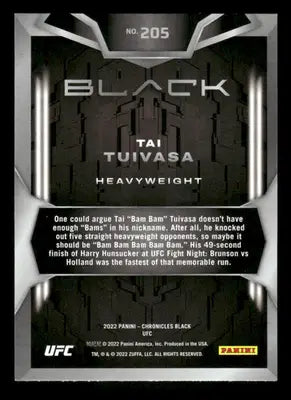 2022 Panini Chronicles Black Tai Tuivasa #205 Mixed Martial Arts (MMA) - Trading Card