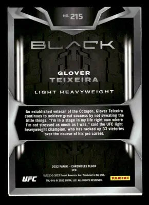 2022 Panini Chronicles Black UFC Glover Teixeira #215 Mixed Martial Arts (MMA) - Trading Card