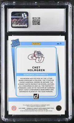 Chet Holmgren rookie card from Panini Chronicles Draft Picks featuring pink Rated Rookie CGC 9