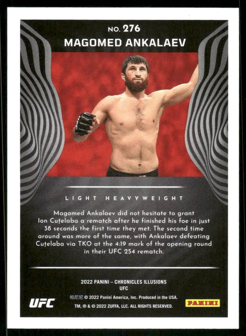 UFC trading card featuring Magomed Ankalaev from Panini Chronicles Illusions UFC series