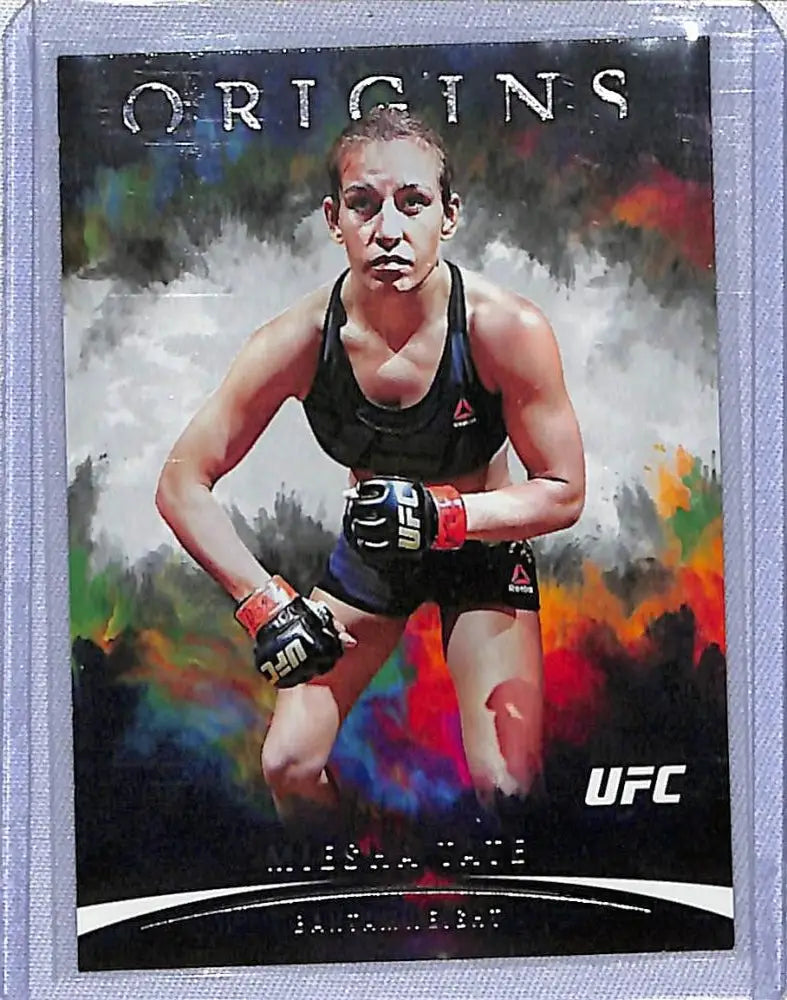 UFC trading card of Miesha Tate in black gear from Panini Chronicles Origins