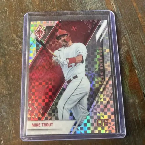 Mike Trout baseball card from 2022 Panini Chronicles Phoenix Building Blocks series