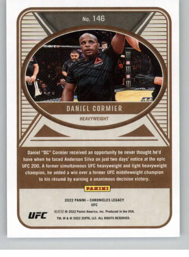 UFC trading card of Daniel Cormier throwing a punch, from Panini Chronicles UFC