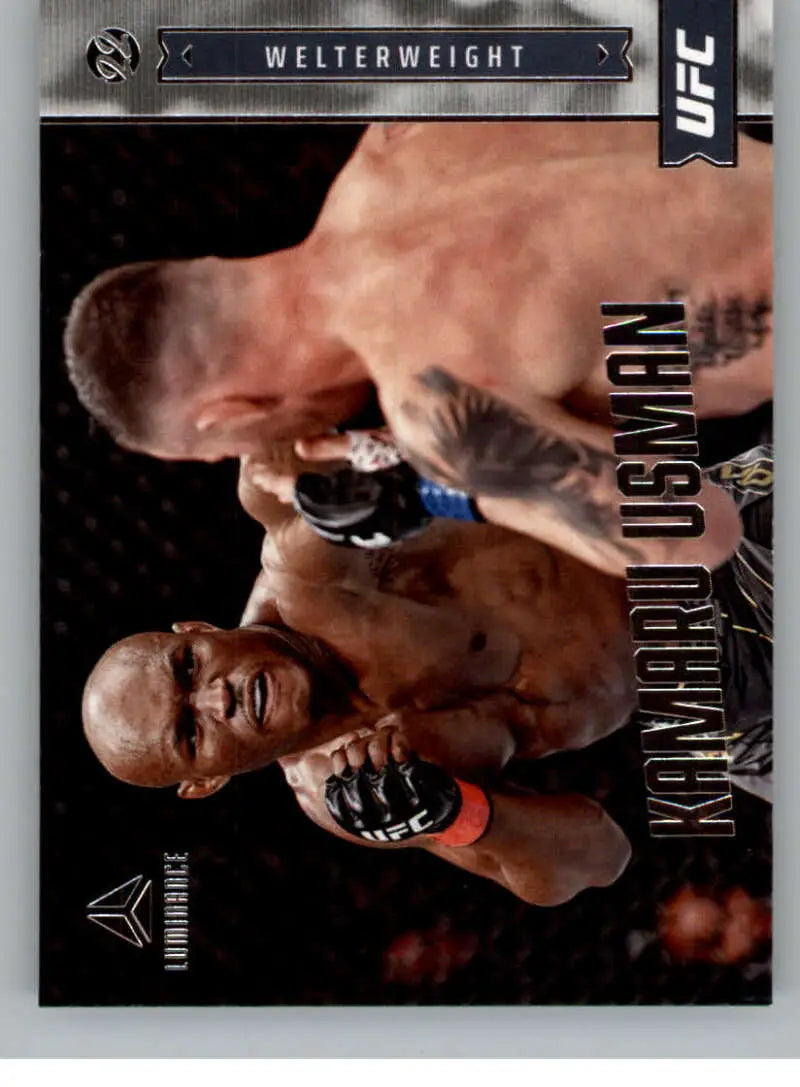 Kamaru Usman in action on the 2022 Panini Chronicles UFC Welterweight MMA Card