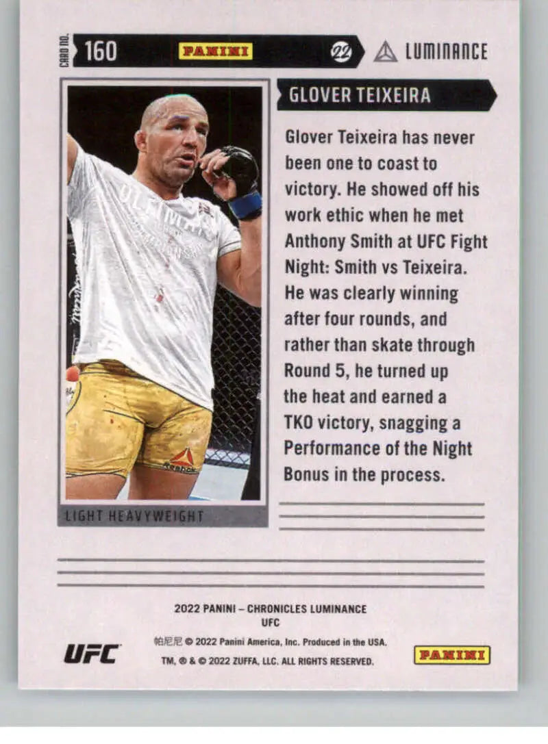 UFC trading card of Glover Teixeira in yellow shorts from Panini Chronicles UFC collection