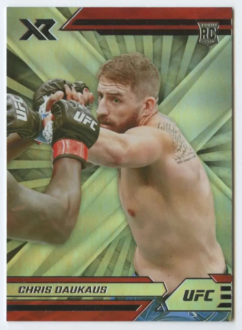 UFC trading card showcasing Chris Daukaus in a defensive stance from Panini Chronicles UFC
