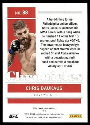 UFC Chris Daukaus trading card from Panini Chronicles UFC 2022 product