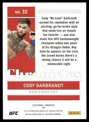 UFC Cody Garbrandt trading card from Panini Chronicles UFC 2022 collection