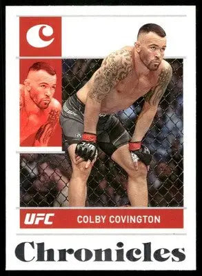 UFC Colby Covington trading card in Panini Chronicles UFC 2022 product display