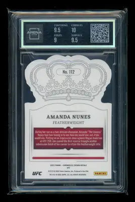 Graded Amanda Nunes UFC trading card from 2022 Panini Chronicles UFC Crown Royale