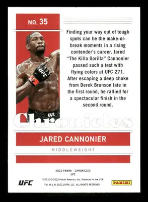 2022 Panini Chronicles UFC Jared Cannonier #35 Mixed Martial Arts (MMA) - Trading Card