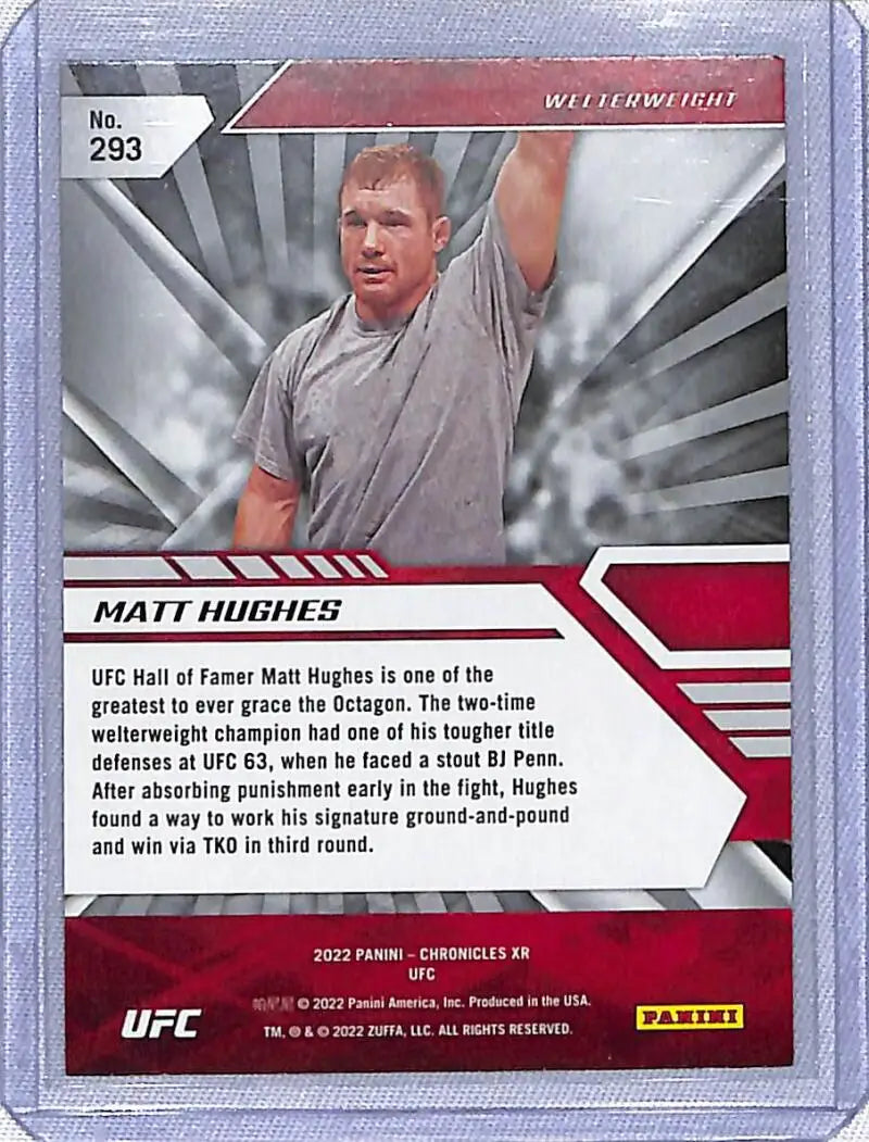 UFC trading card of Matt Hughes in gray shirt, 2022 Panini Chronicles XR UFC #293