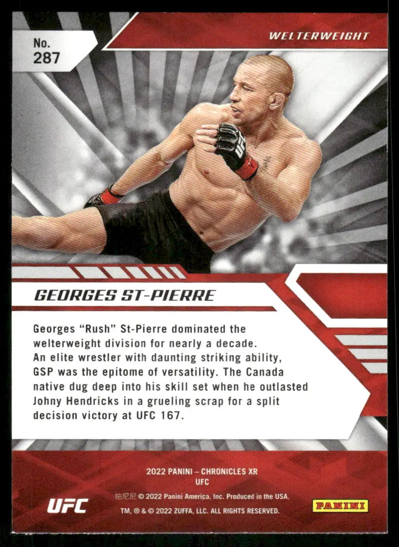 UFC Georges St-Pierre trading card from Panini Chronicles XR UFC 2022 product