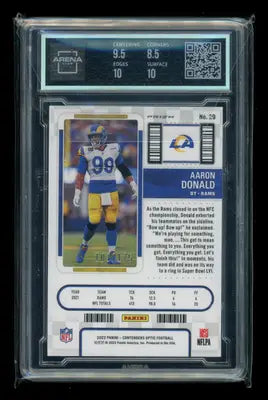 Graded Panini Contenders Optic Red Aaron Donald football card 103/175 Football Arena Club