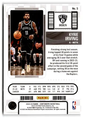 Original gloss Kyrie Irving basketball card from Panini Contenders Season Ticket retail series