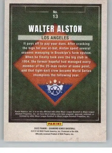 Original gloss Walter Alston baseball card from Panini Diamond Kings 2022 series